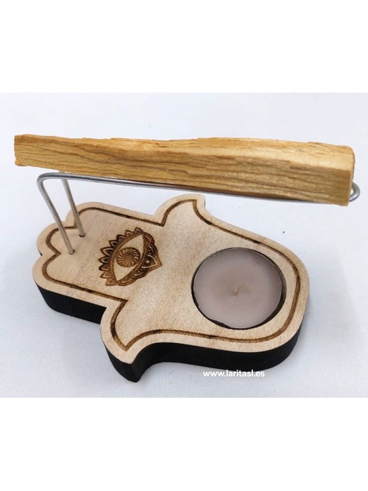 Queimador madeira palosanto Mão Fátima